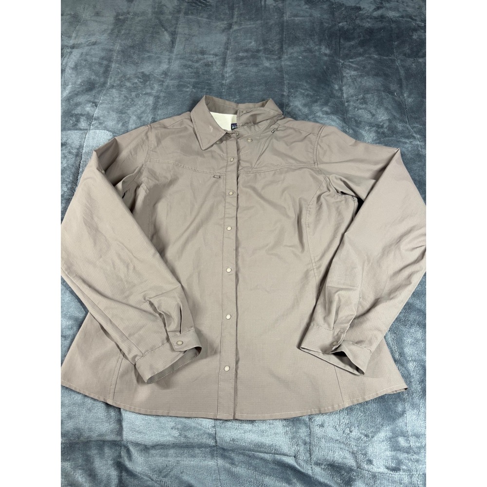 Patagonia Womens Brown Long Sleeve Button Down Hiking Shirt Size 10 Ripstop Vent
